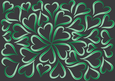 Siyah arka planda yeşil yapraklı pürüzsüz desen