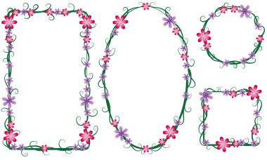 Beyaz arkaplanda izole edilmiş boş alanı olan güzel dekoratif çerçeveler, vektör illüstrasyonu 