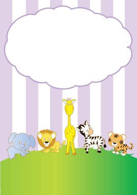 Pembe kartlı zürafa ve fil.