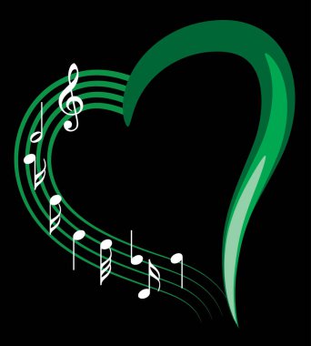 Bir müzik notası ve kalbin vektör çizimi
