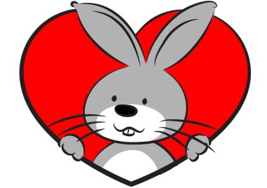 Kırmızı fiyonklu şirin tavşan.