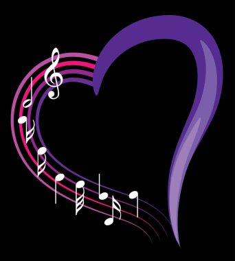 Bir müzik notası ve kalbin vektör çizimi