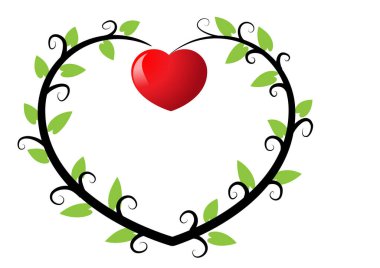 Renkli düz çiçek logosu, beyaz arka planda kalp izole edilmiş., 