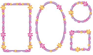 Beyaz arkaplanda izole edilmiş boş alanı olan güzel dekoratif çerçeveler, vektör illüstrasyonu 