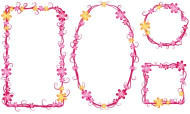 Beyaz arkaplanda izole edilmiş boş alanı olan güzel dekoratif çerçeveler, vektör illüstrasyonu 