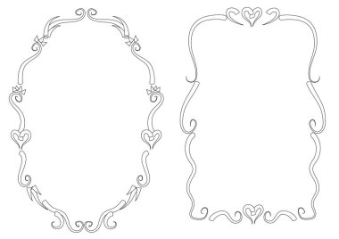 Beyaz arkaplanda izole edilmiş boş alanı olan güzel dekoratif çerçeveler, vektör illüstrasyonu 