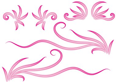 Pembe çiçeklerin vektör kümesi