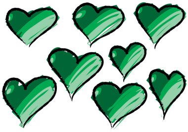 Güzel dekoratif kalp koleksiyonu, aşk konsepti 