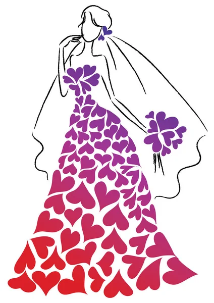 Vector Ilustración Una Chica Vestido Rosa — Vector de stock