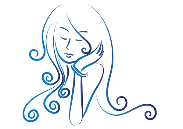 Красивая Девушка Длинными Волосами — стоковый вектор