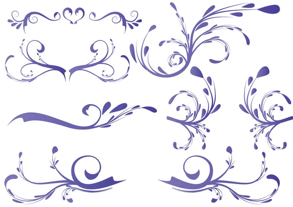 Conjunto Elementos Florales Vectoriales Para Diseño — Vector de stock