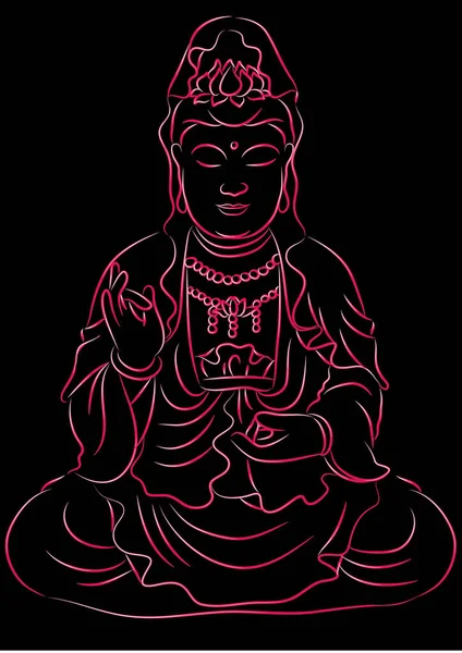 Vector Ilustración Una Silueta Buddha — Vector de stock