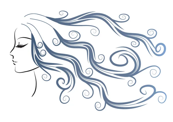 Güzel kadın yüzü, uzun saçlı.