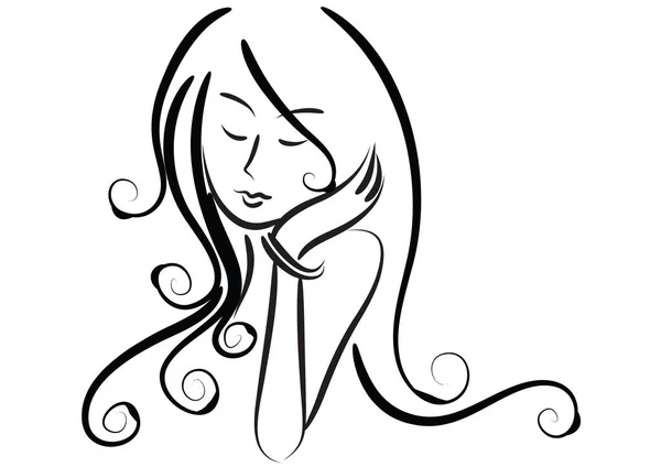 Девушка Длинными Волосами — стоковый вектор