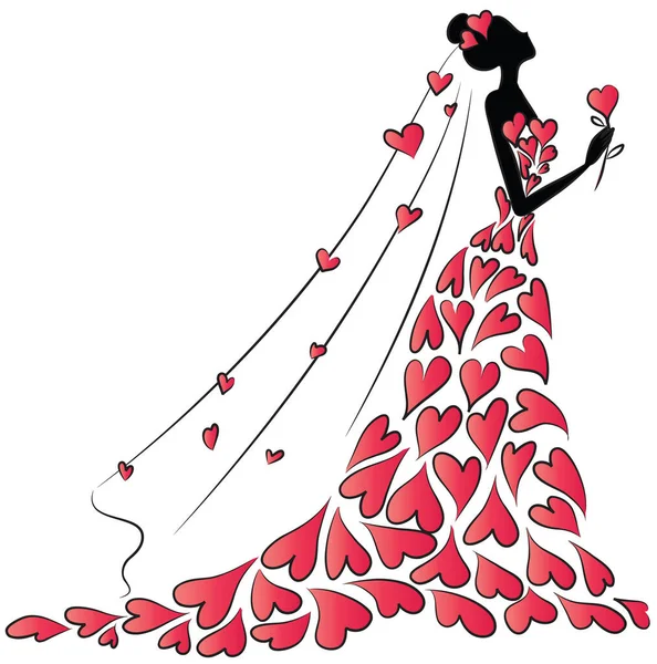 Bailarina Flamenca Vestido Rojo — Vector de stock