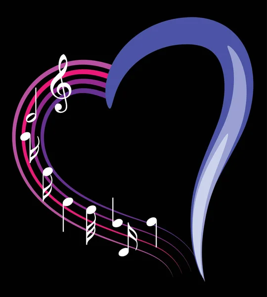 Vector Illustration Musical Notes Heart — Stock Vector