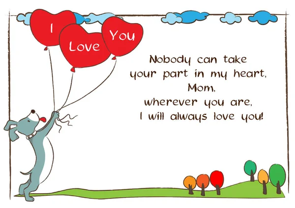 İçinde balon olan Sevgililer Günü kartı.