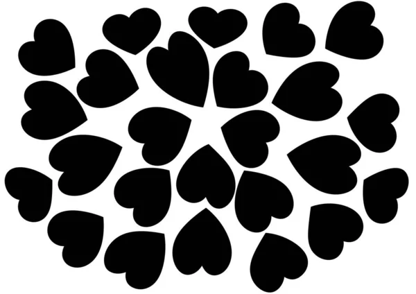 Siyah Beyaz Kalplerin Vektör Çizimi — Stok Vektör
