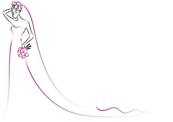 Векторна Ілюстрація Дівчини Рожевій Сукні — стоковий вектор