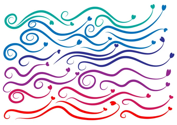 Ilustração Vetorial Conjunto Ondas Abstratas — Vetor de Stock