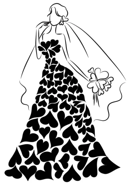 Silhouette Mariée Marié Sur Fond Blanc — Image vectorielle