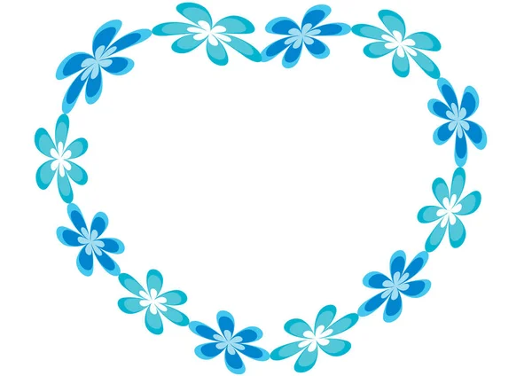 Marco Azul Con Flores Mariposas — Vector de stock