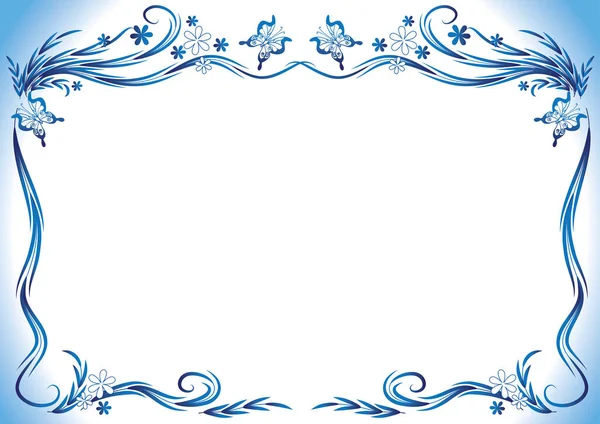 Mavi bir çiçek çerçevesinin vektör çizimi