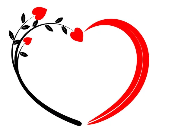 Διανυσματική Απεικόνιση Μιας Καρδιάς Και Μια Κόκκινη Κορδέλα — Διανυσματικό Αρχείο