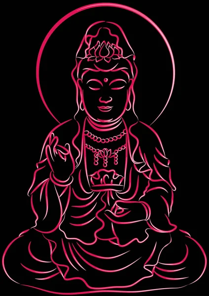 Vector Illustration Cartoon Buddha — Stock Vector