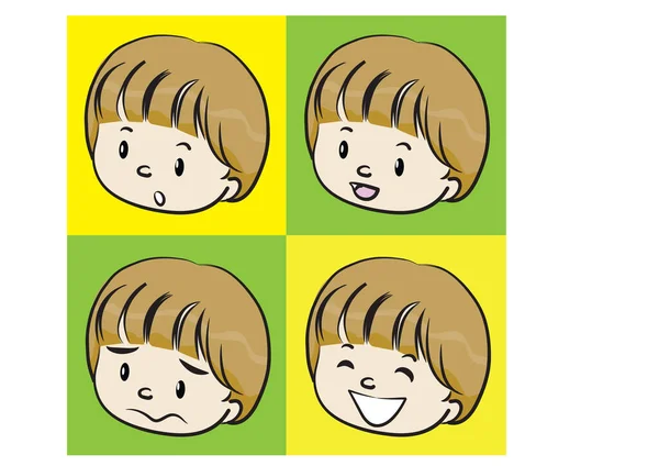 Conjunto Caras Niños Ilustración Vectorial — Vector de stock