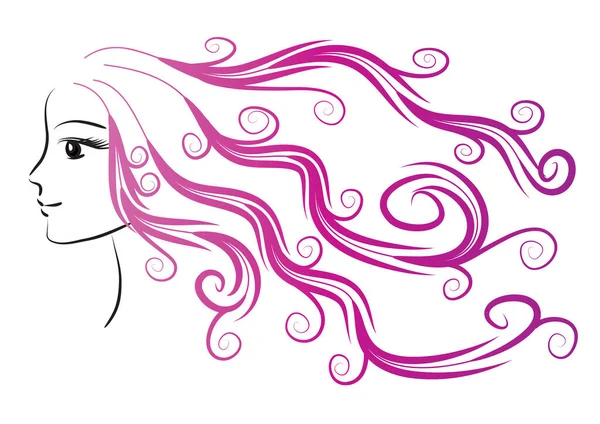 Красива Дівчина Довгим Волоссям — стоковий вектор