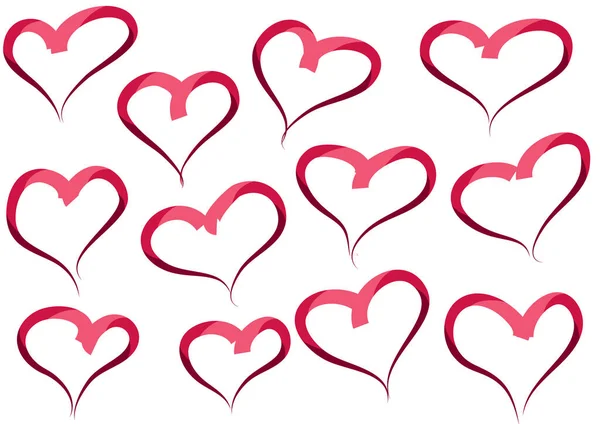Kolekce Krásných Dekorativních Srdcí Koncept Lásky — Stockový vektor