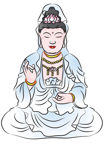 Vector Illustration Cartoon Buddha — Stock Vector