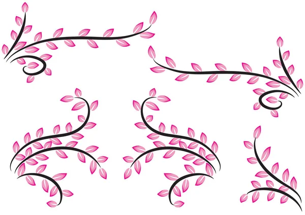 Vector Set Pink Flowers — Stock Vector