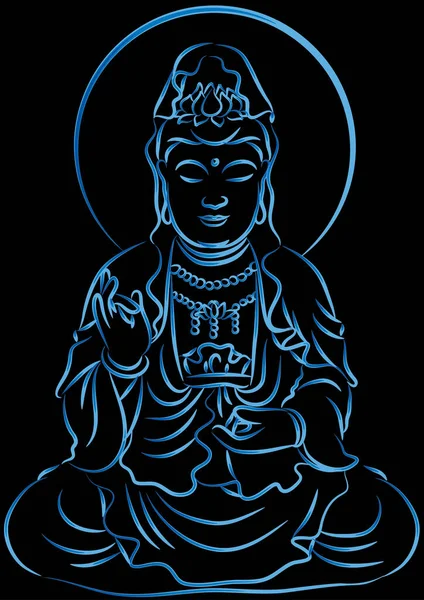 Ilustração Vetorial Uma Mão Desenhada Buddha — Vetor de Stock