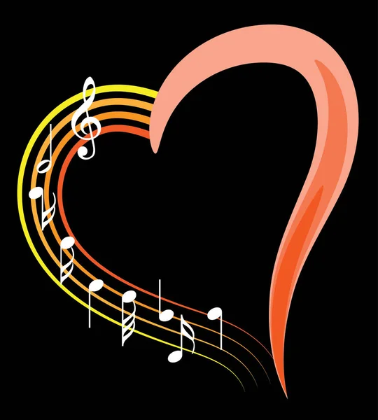 Vector Illustration Musical Notes Heart — Stock Vector