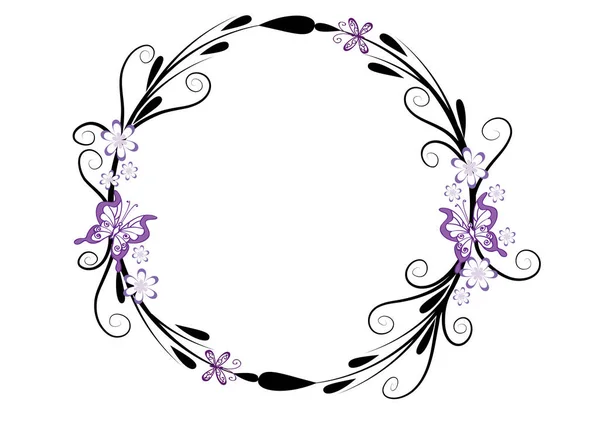 Beautiful Decorative Floral Frame Empty Space Isolated White Background Vector — Stock Vector
