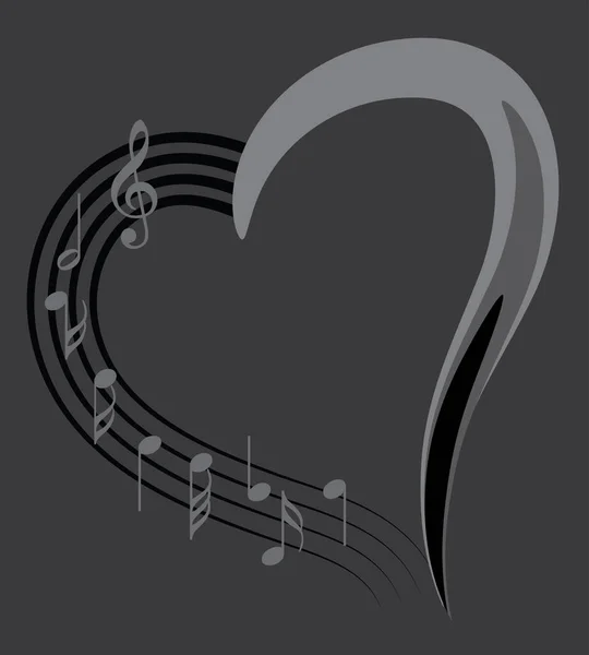 Illustration Vectorielle Une Note Musique Coeur — Image vectorielle