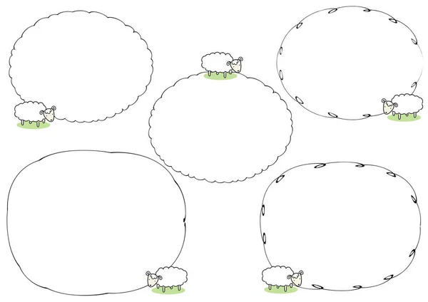 Vektor Set Aus Handgezeichneten Doodle Rahmen Und Schafen — Stockvektor