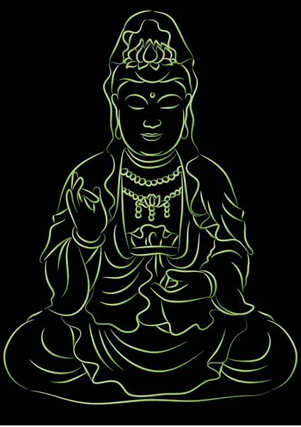 Illustrazione Vettoriale Una Mano Disegnata Buddha — Vettoriale Stock