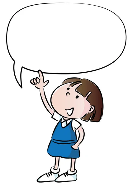 Illustration Eines Kleinen Mädchens Mit Einer Leeren Sprechblase — Stockvektor
