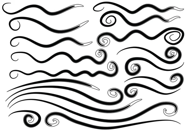 Siyah ve beyaz vektör çizgileri kümesi