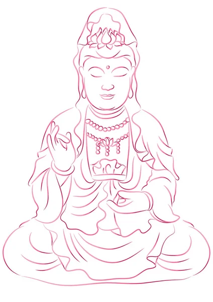 Εικονογράφηση Διανύσματος Ενός Χεριού Σχεδιασμένου Από Buddha — Διανυσματικό Αρχείο