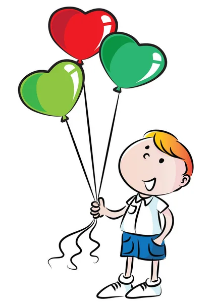 Vektor Illustration Eines Niedlichen Kleinen Mädchens Mit Einem Luftballon — Stockvektor