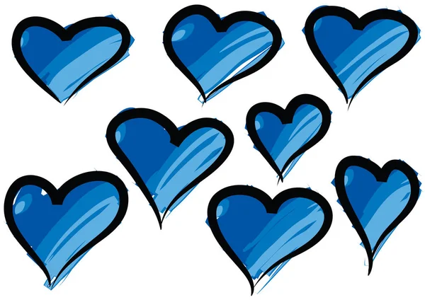 Mavi kalplerin vektör çizimi