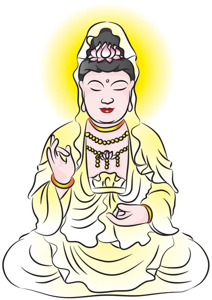 Vector Illustration Cartoon Buddha — Stock Vector