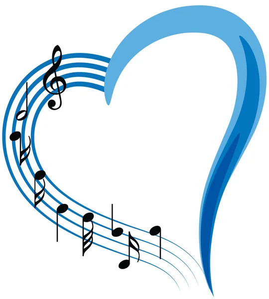 Ilustración Vectorial Corazón Notas Musicales — Vector de stock