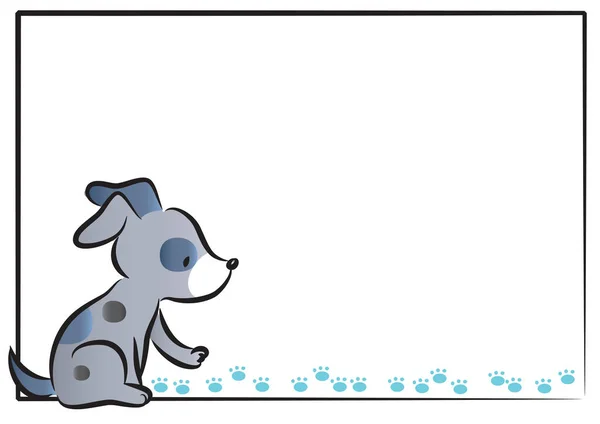 Bonito Desenho Animado Cão Com Banner Branco —  Vetores de Stock