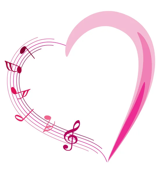 Tarjeta San Valentín Con Corazón Notas Musicales — Vector de stock