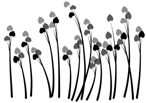 Διανυσματική Απεικόνιση Των Μαύρων Και Λευκών Λουλουδιών — Διανυσματικό Αρχείο